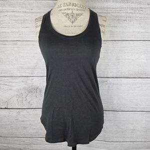 American Eagle Outfitters Charcoal Beaded Racerback Tank Top